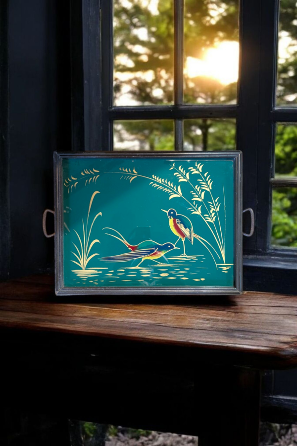 Hand Painted Vintage Chinoiserie Tray - Image 2