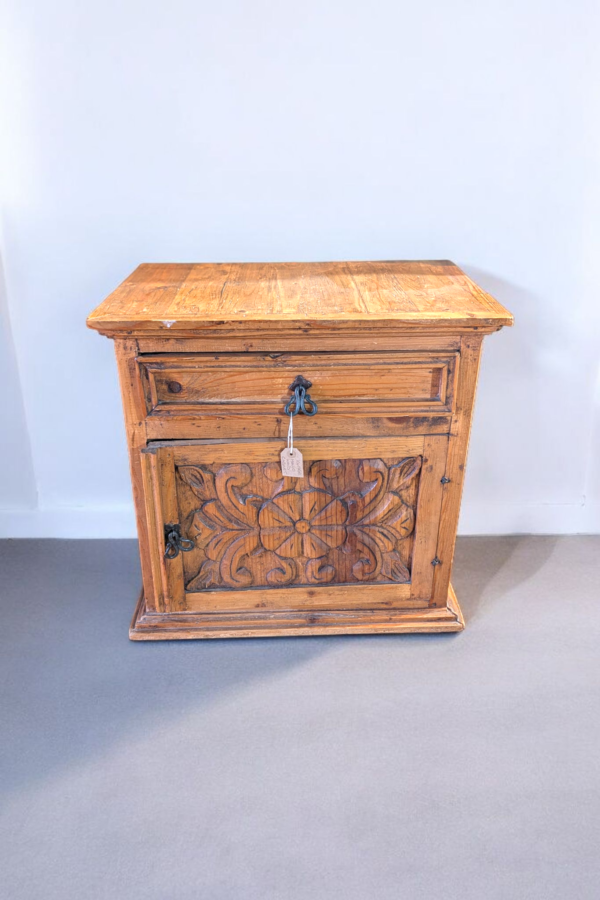 Vintage Carved Mango Wood Bedside Cabinet - Image 3