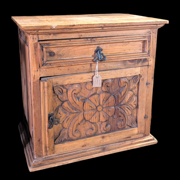 Vintage Carved Mango Wood Bedside Cabinet