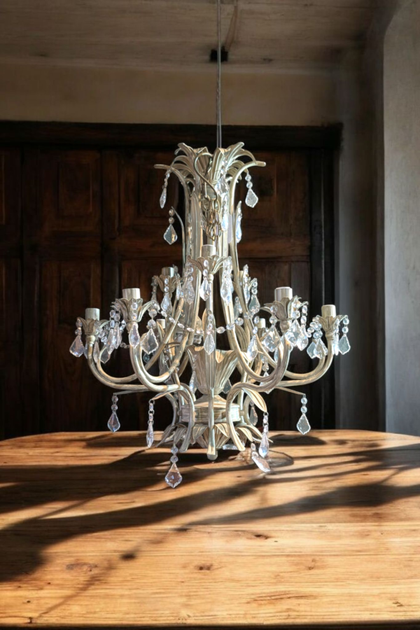 Oversized Cream Metal Classical Chandelier - Image 4