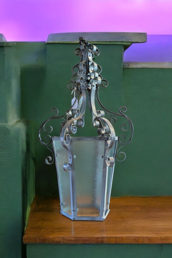 1940's French Metal & Glass Lantern - Image 2