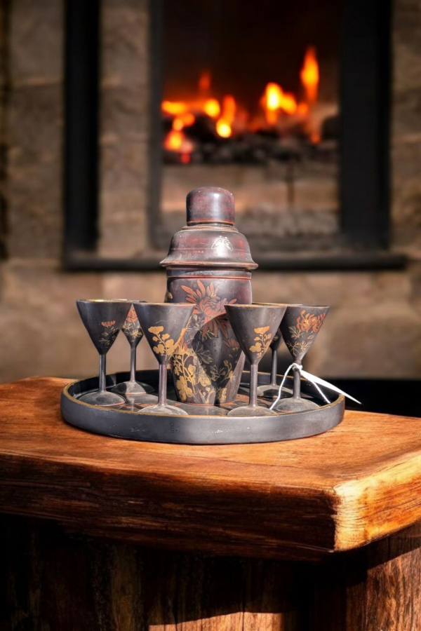 Art Deco Oriental Lacquered Cocktail Shaker Set - Image 2