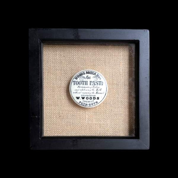 Antique Framed W. Woods Chemist Tooth Paste Pot Lid – Plymouth