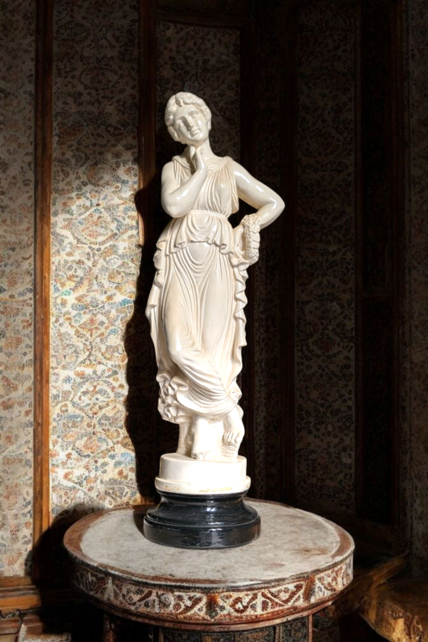 Large Painted Plaster Art Nouveau Lady Sculpture - Image 5