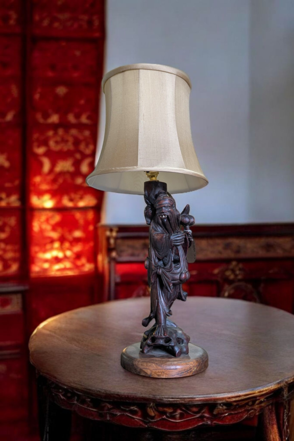 Early 20th Century Hand Carved Chinese Table Lamp - Image 2