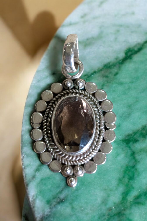 Sterling Silver & Smokey Quartz Pendant - Image 3