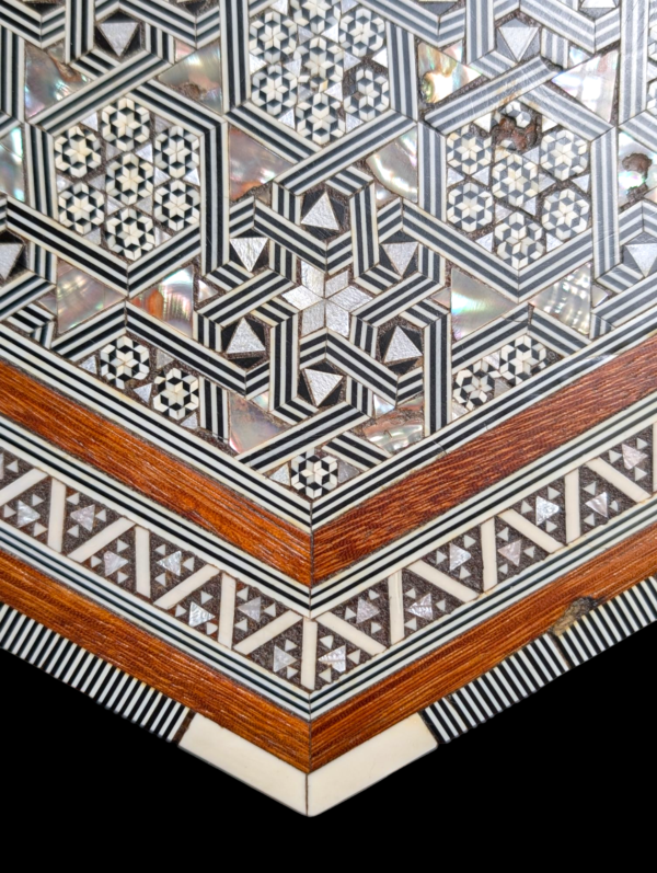 19th Century Moorish Tilt Top Table Inlaid With Mother Of Pearl Abalone & Bone - Image 7