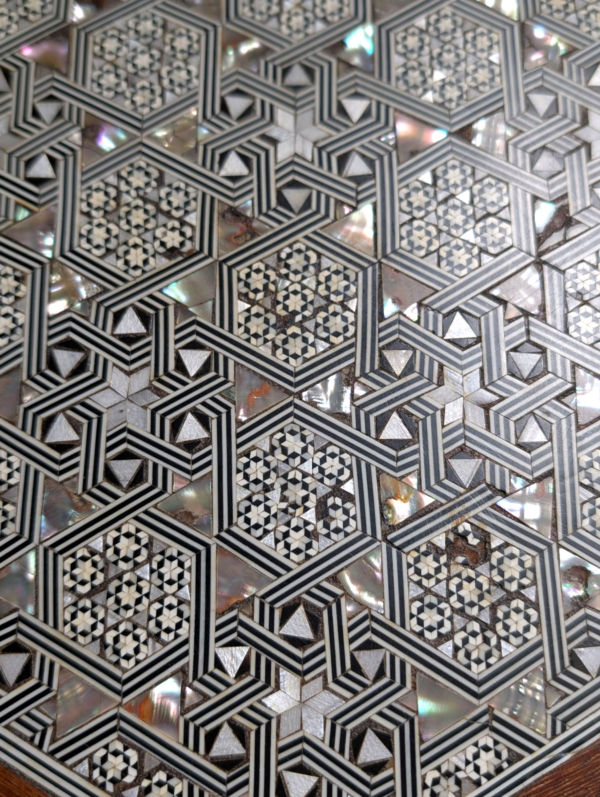 19th Century Moorish Tilt Top Table Inlaid With Mother Of Pearl Abalone & Bone - Image 6