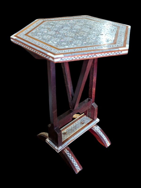 19th Century Moorish Tilt Top Table Inlaid With Mother Of Pearl Abalone & Bone - Image 3