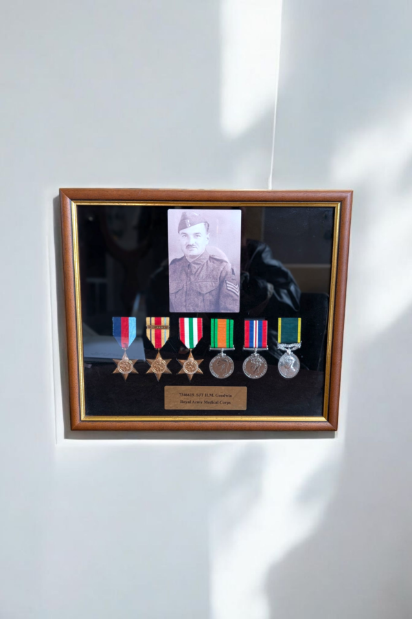 Framed Royal Army Medical Corps Medals Set – 7346619 SJT H.M. Goodwin - Image 2