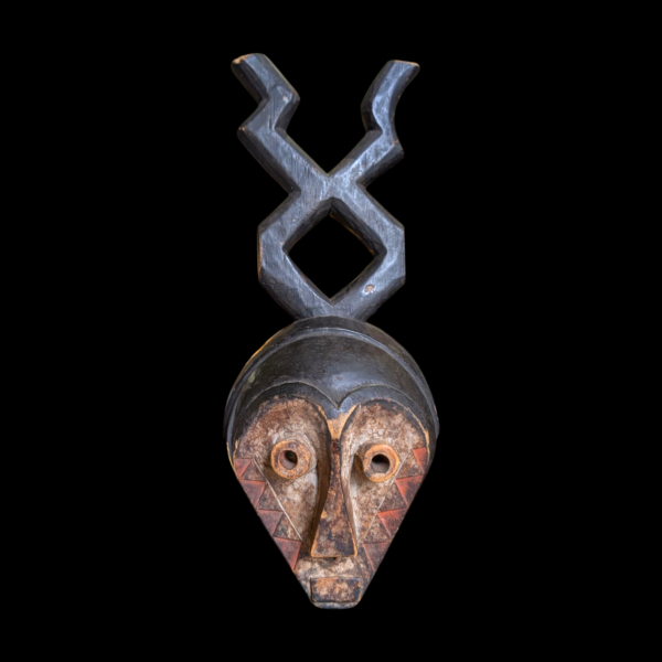 19th Century African Ivory Coast Mask With Zig-Zag Horns