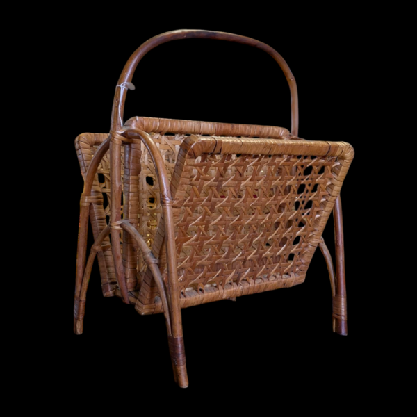Mid Century Rattan & Wicker Magazine Rack