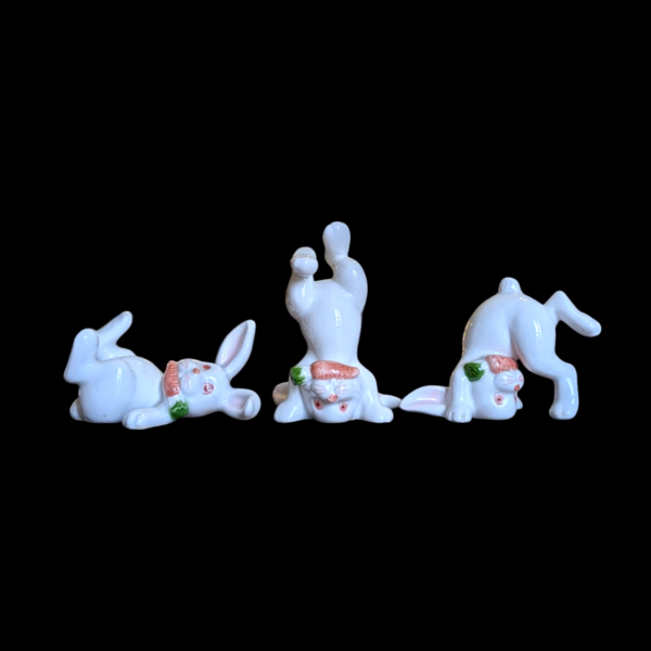 Set Of Three Retro Fritz & Floyd Tumbling Bunnies