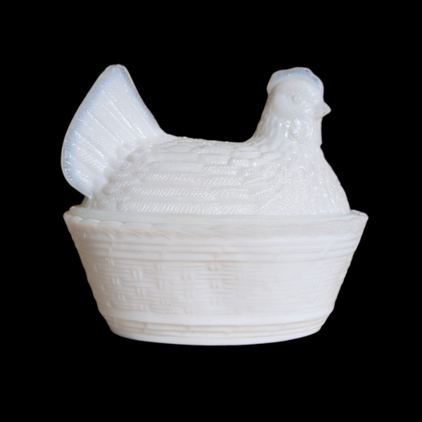 Vintage Milk Glass Hen-On-Nest Candy Dish