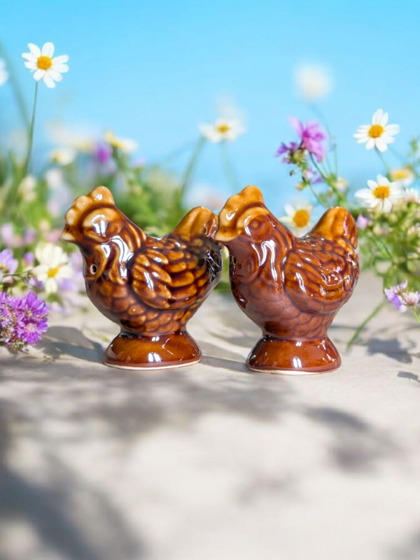 Glazed Ceramic Chicken Salt & Pepper Shakers - Image 2