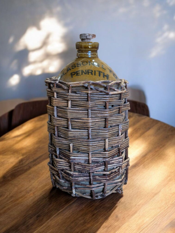 Antique Glassons Ltd Penrith Stoneware Demijohn with Original Wicker Cover - Image 2