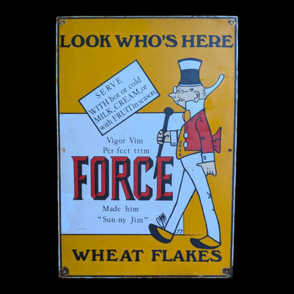 Reproduction Force Wheat Flakes Advertising Sign – “Sunny Jim” Tin Sign