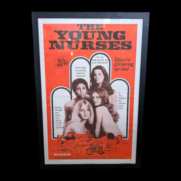 Original 1973 The Young Nurses Exploitation Film Poster – Framed