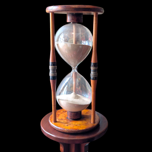 Large 2.5-Hour Oak & Glass Sand Timer – Monumental Vintage Hourglas - Image 3