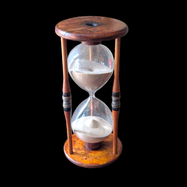 Large 2.5-Hour Oak & Glass Sand Timer – Monumental Vintage Hourglas