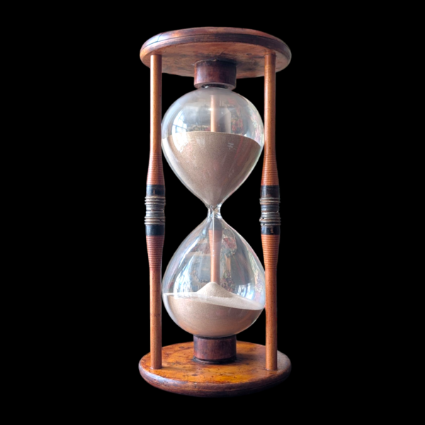 Large 2.5-Hour Oak & Glass Sand Timer – Monumental Vintage Hourglas - Image 4