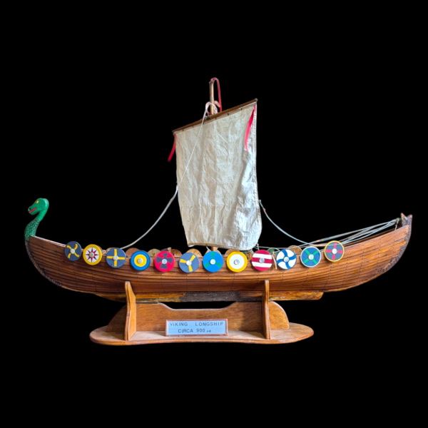 Large Handcrafted Viking Longship Model on Stand – Circa 900 AD Replica