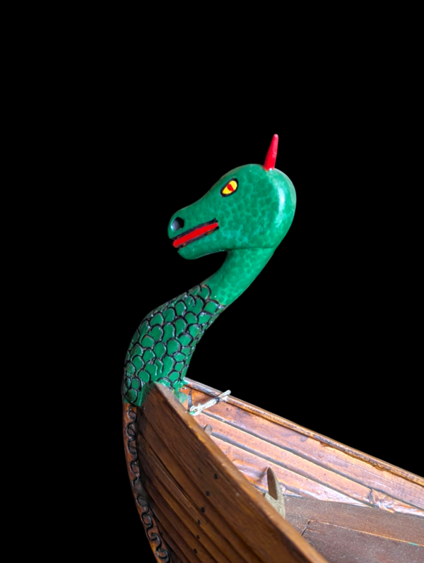 Large Handcrafted Viking Longship Model on Stand – Circa 900 AD Replica - Image 2
