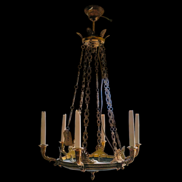 Regency Period Gilt Bronze 6-Arm Chandelier with Acanthus Detail
