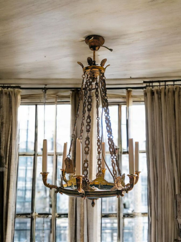 Regency Period Gilt Bronze 6-Arm Chandelier with Acanthus Detail - Image 7