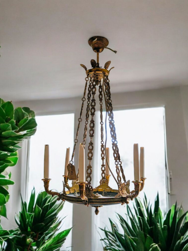 Regency Period Gilt Bronze 6-Arm Chandelier with Acanthus Detail - Image 5