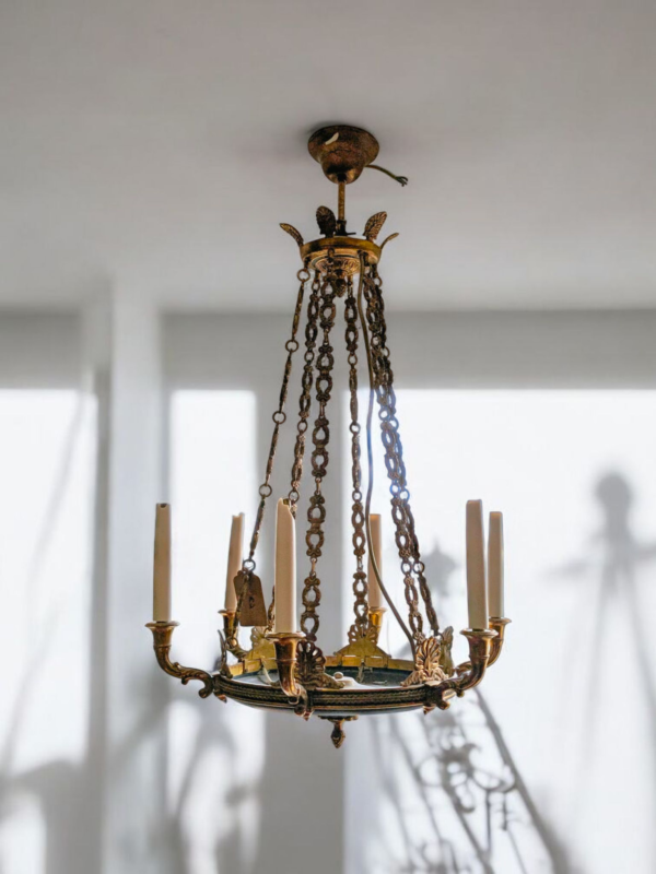 Regency Period Gilt Bronze 6-Arm Chandelier with Acanthus Detail - Image 3