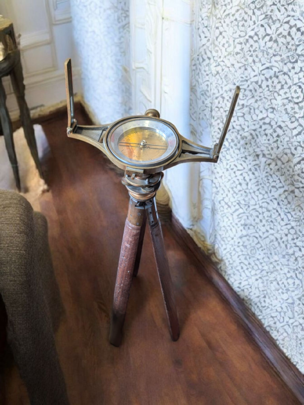 Antique Brass Surveyor’s Compass Theodolite by Troughton & Simms of London on Original Tripod - Image 5