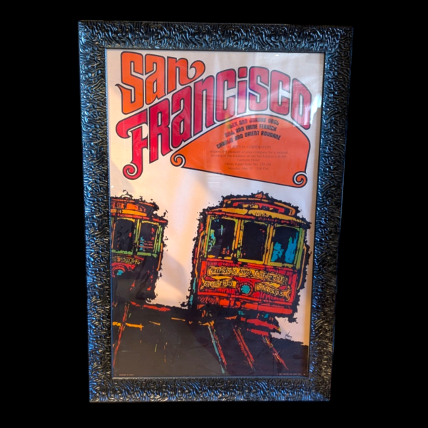 Original Framed 1970s San Francisco Psychedelic Streetcar Poster
