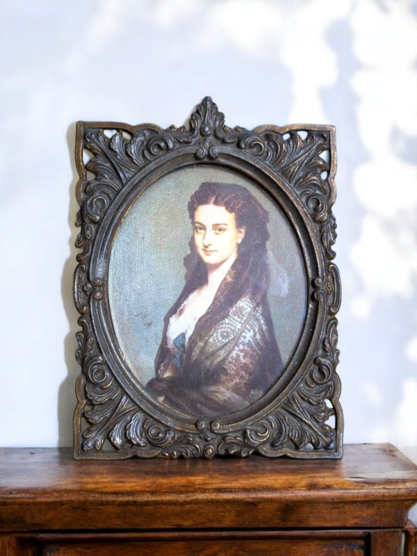Antique Miniature Silk Portrait - Image 3