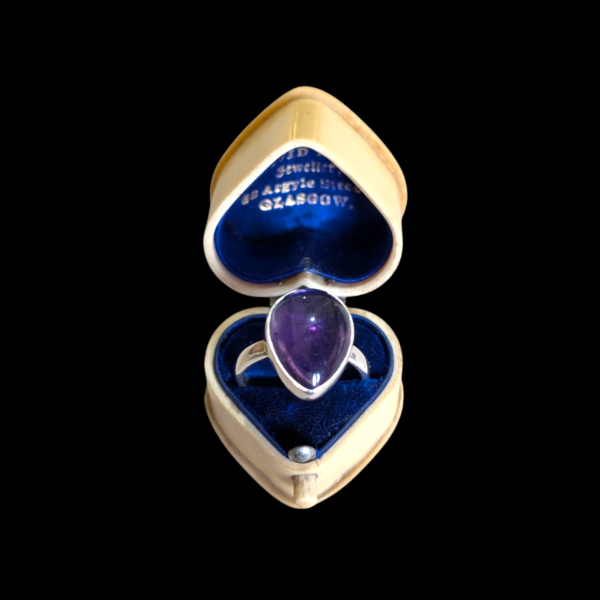 Sterling Silver & Amethyst Ring - Size N 1/2
