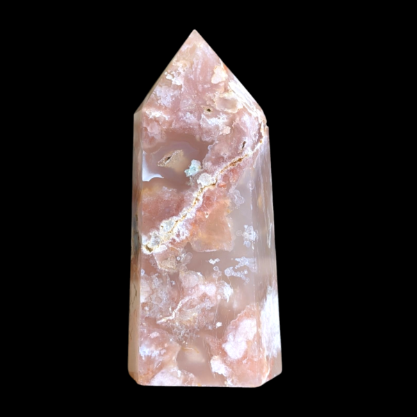 Polished Flower Agate Tower with Natural Crystal Formations