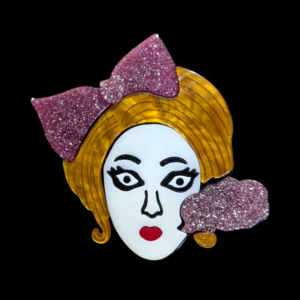 Lea Stein Style Lady Face Brooch