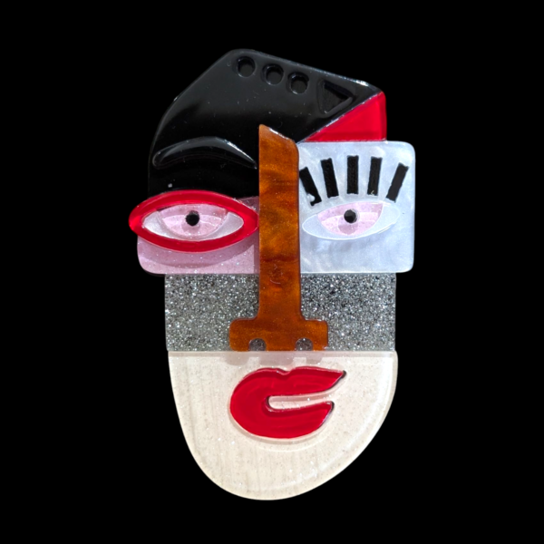 Lea Stein Style Picasso Face Brooch