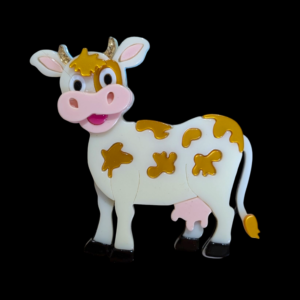 Lea Stein Style Cow Brooch