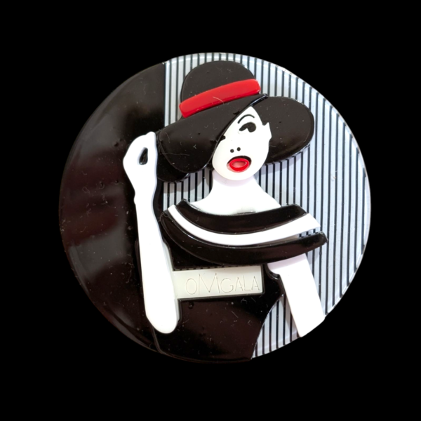 Lea Stein Style Art Deco Lady Brooch