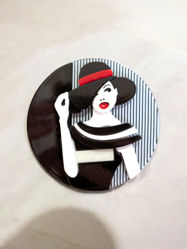 Lea Stein Style Art Deco Lady Brooch - Image 3