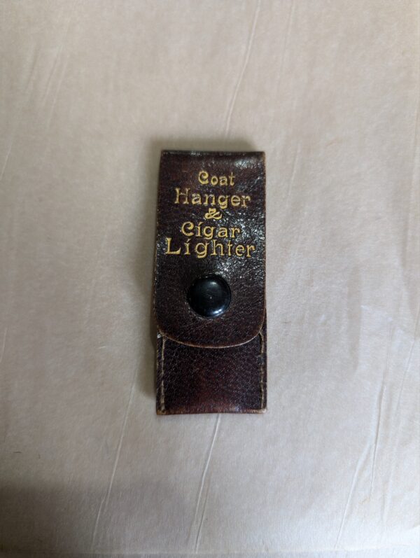 Vintage Leather "Coat Hanger & Cigar Lighter" Gag Gift Case - Match & Nail Inside - Image 2