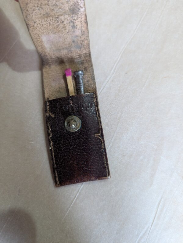 Vintage Leather "Coat Hanger & Cigar Lighter" Gag Gift Case - Match & Nail Inside - Image 3