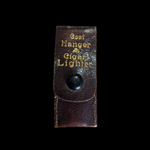 Vintage Leather "Coat Hanger & Cigar Lighter" Gag Gift Case - Match & Nail Inside