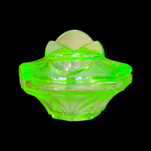Art Deco Uranium Glass Bagley Lidded Dish