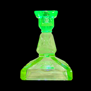 1930's Art Deco Uranium Glass Candle Holder