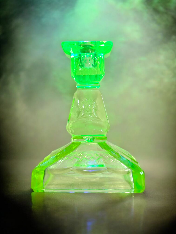 1930's Art Deco Uranium Glass Candle Holder - Image 3