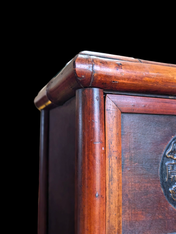 Mid-Century Oriental Three-Drawer Chest with Coin Symbol Carvings - Image 3