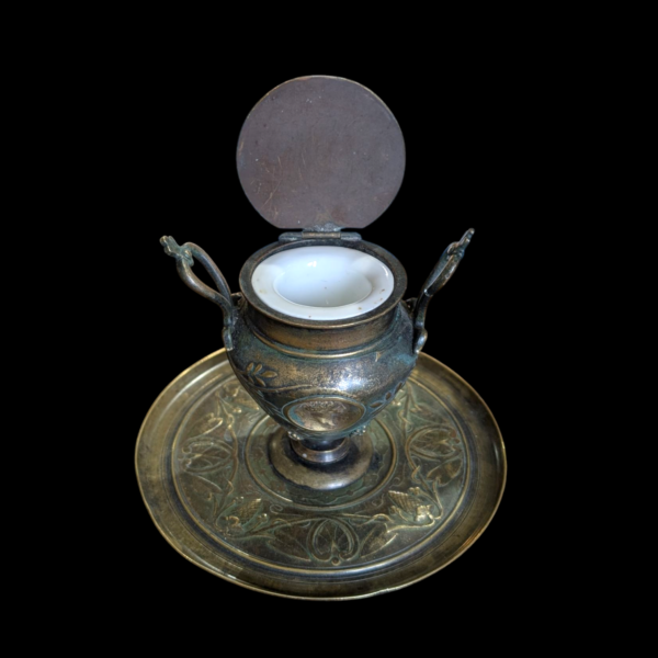 19th Century French Bronze Neoclassical Inkwell With Relief Medallions - Image 2