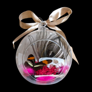 Real Skull & Butterfly Glass Bauble